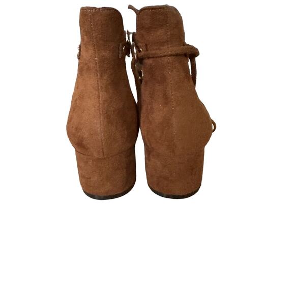 $225 NIB Lord & Taylor 7.5 Gladiator Cognac Lace Up Sandals New - Picture 6 of 10